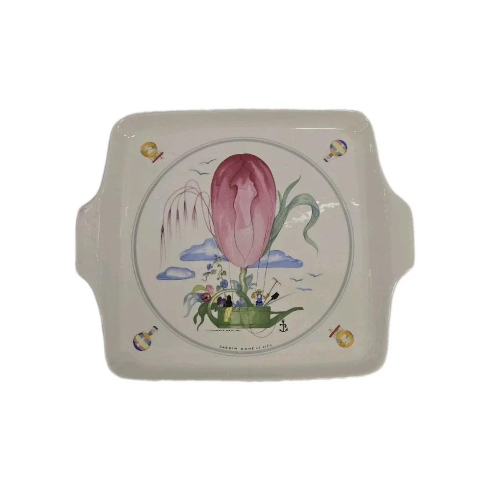 Villeroy & Boch Le Ballon Square Handled Cake Plate Pink‎ 